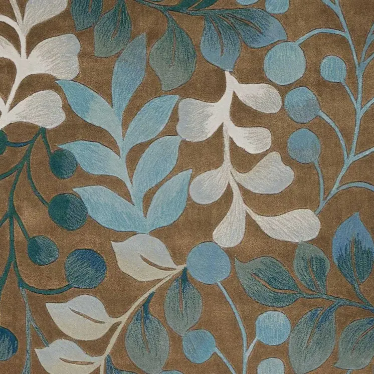 8' X 11' Brown Botanical Leaves Area Rug