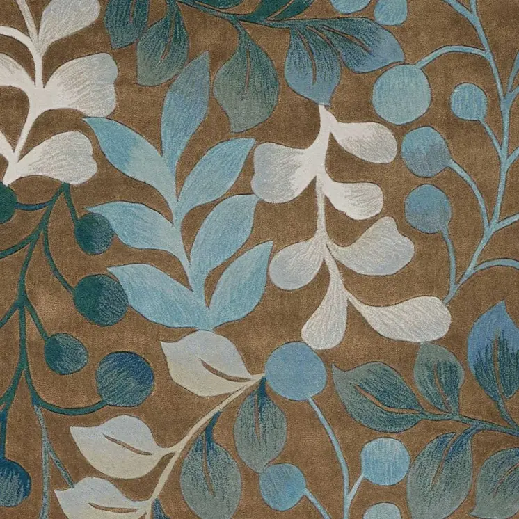 5' X 8' Brown Botanical Leaves Area Rug
