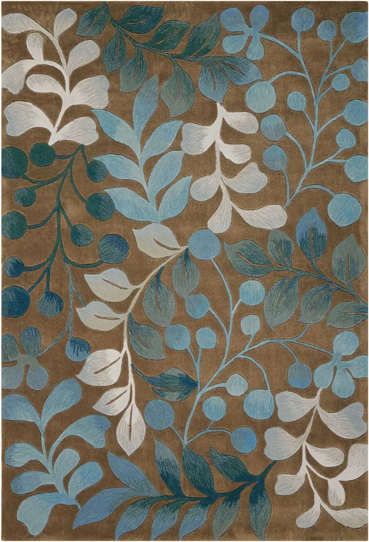 4' X 6' Brown Botanical Leaves Area Rug