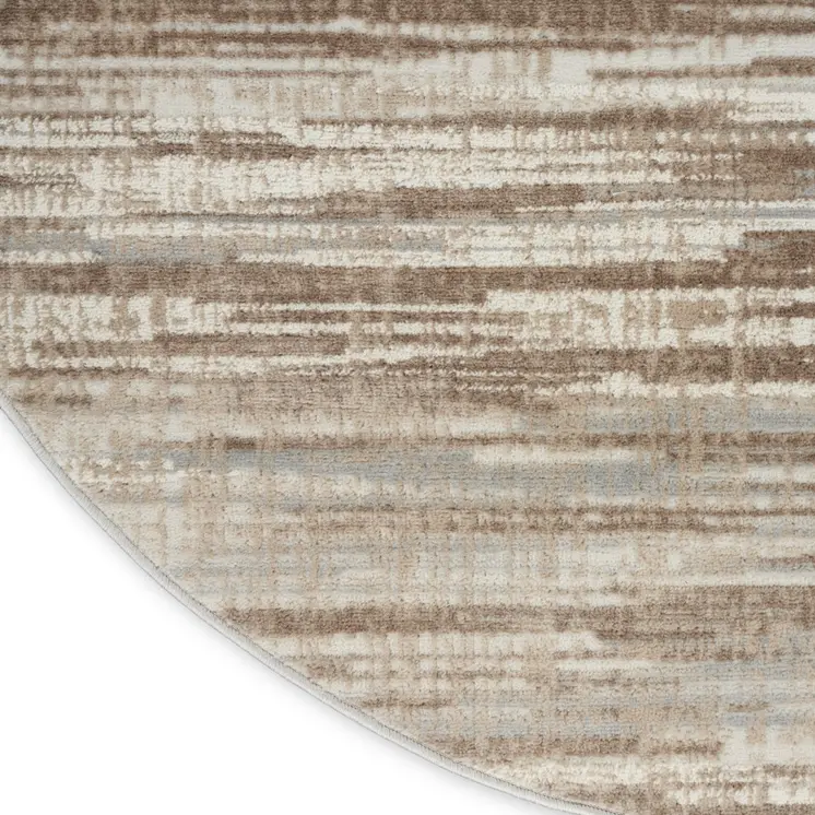 5' Ivory and Gray Abstract Non Skid Round Rug