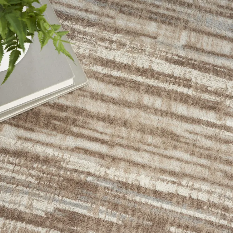 5' Ivory and Gray Abstract Non Skid Round Rug