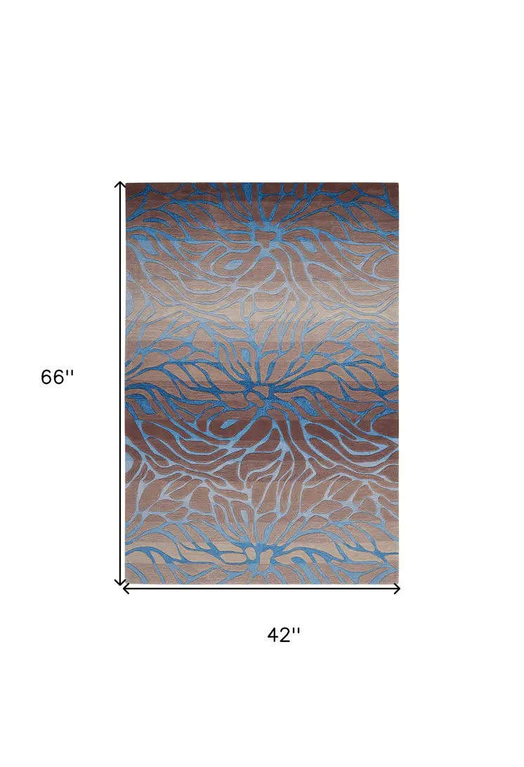 4' X 6' Gray and Blue Abstract Area Rug