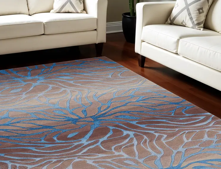 7' X 9' Beige Abstract Area Rug