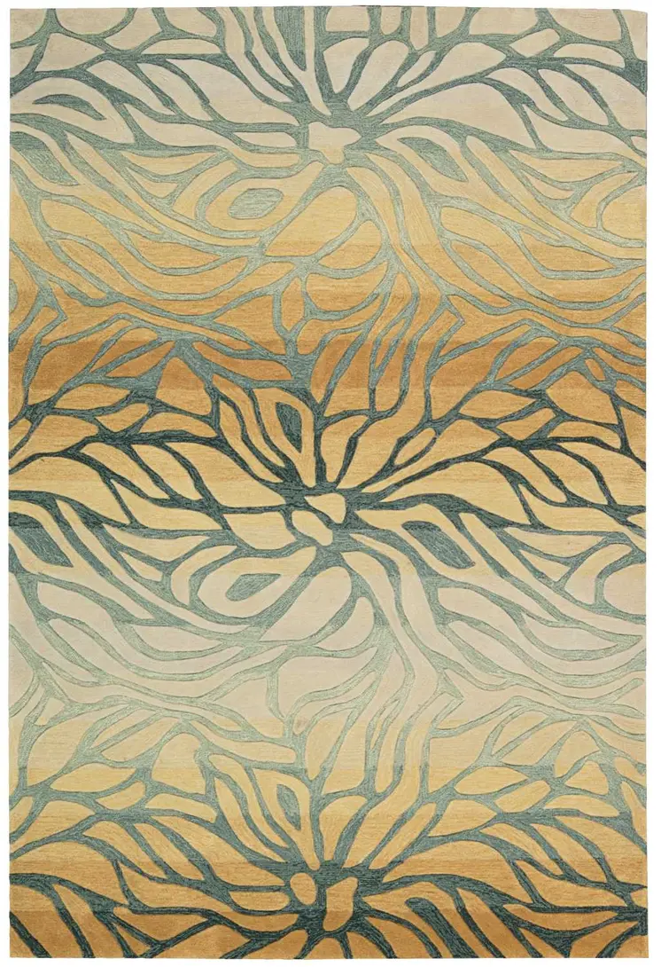 8' X 11' Tan and Gray Abstract Area Rug