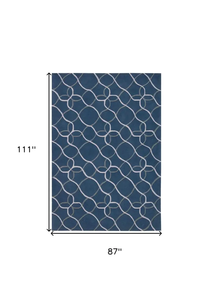 7' X 9' Ivory Blue and Gray Abstract Area Rug