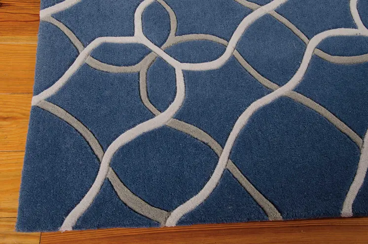 8' X 11' Ivory Blue and Gray Abstract Area Rug