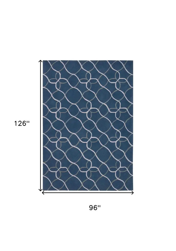 8' X 11' Ivory Blue and Gray Abstract Area Rug