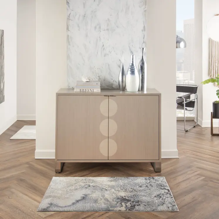 2' X 4' Gray Beige and Ivory Abstract Area Rug