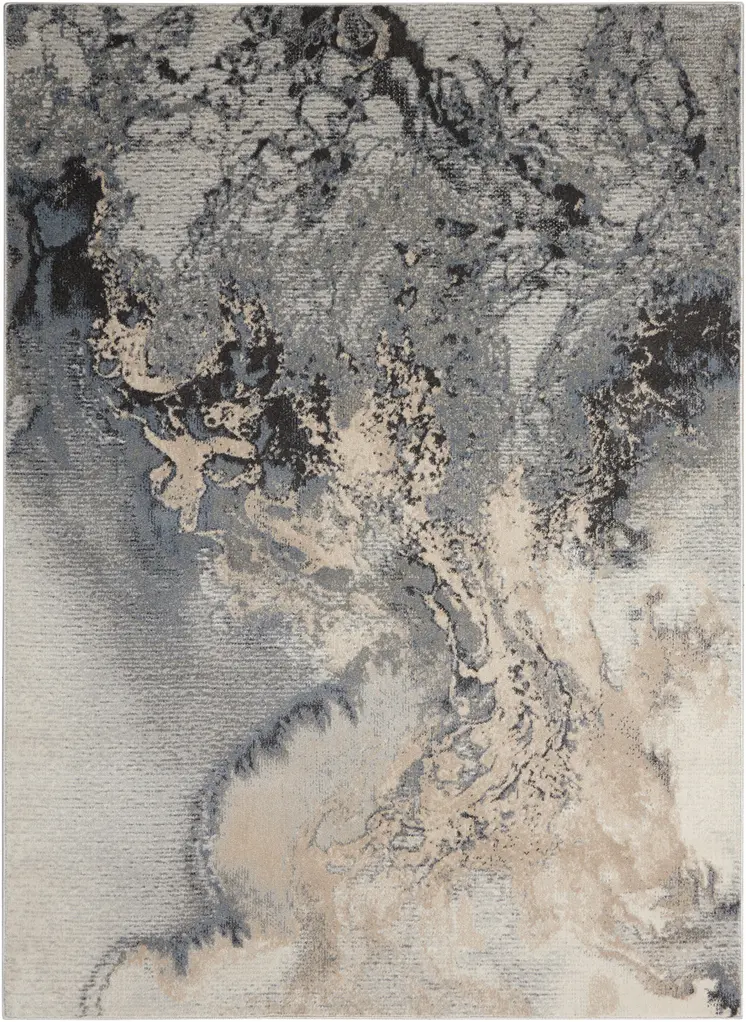 5' X 7' Gray Blue and Ivory Abstract Area Rug