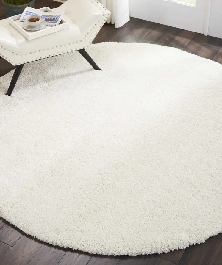4' Ivory Shag Round Rug