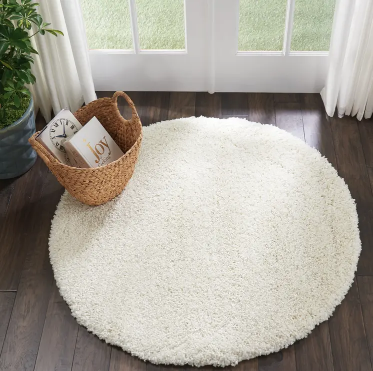 4' Ivory Shag Round Rug