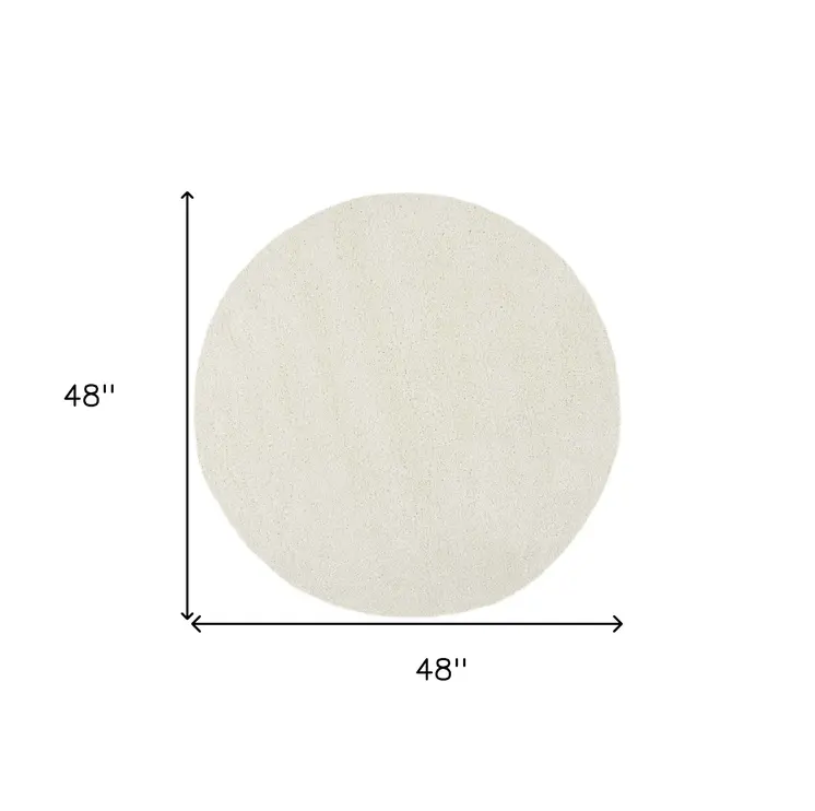 4' Ivory Shag Round Rug