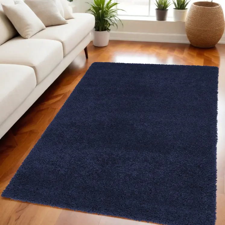 5' X 7' Blue Shag Area Rug