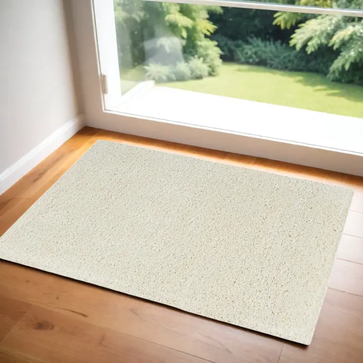 3' X 5' Ivory Shag Distressed Area Rug