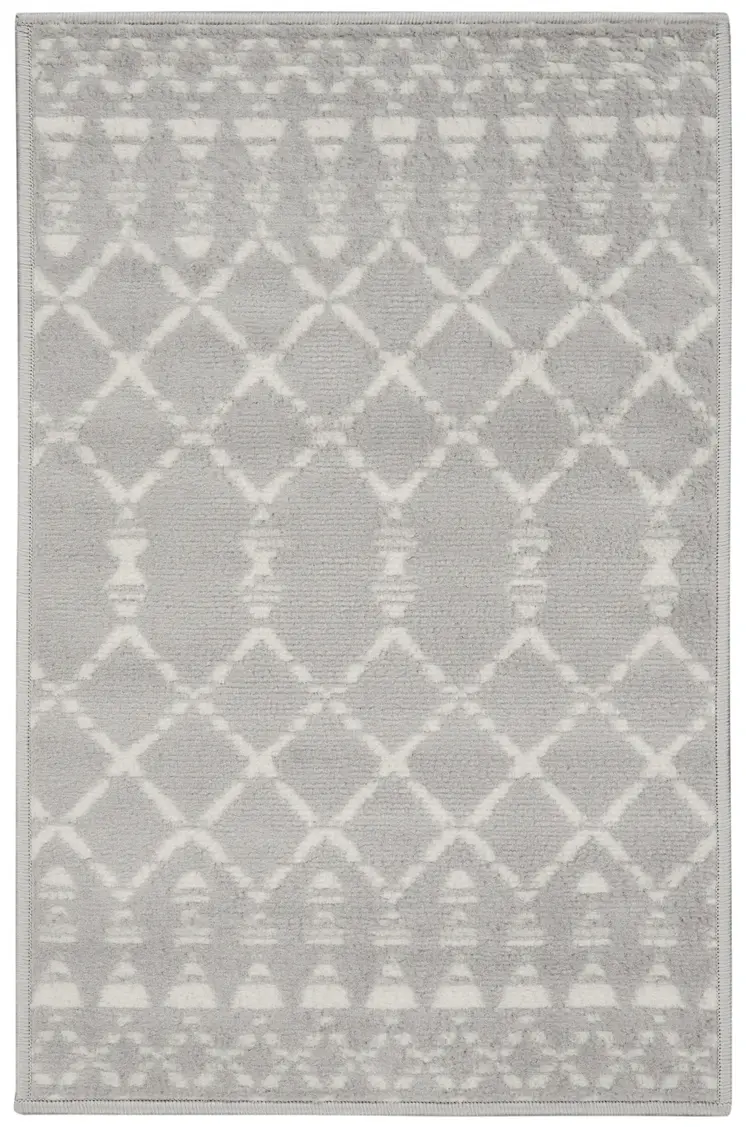 2' X 3' Gray and Ivory Geometric Area Rug