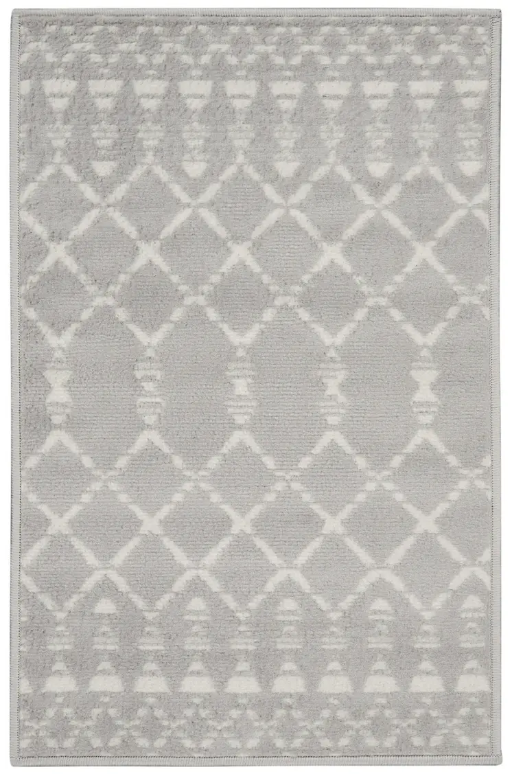 2' X 3' Gray and Ivory Geometric Area Rug