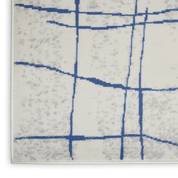 2' X 3' Gray and Blue Floral Area Rug