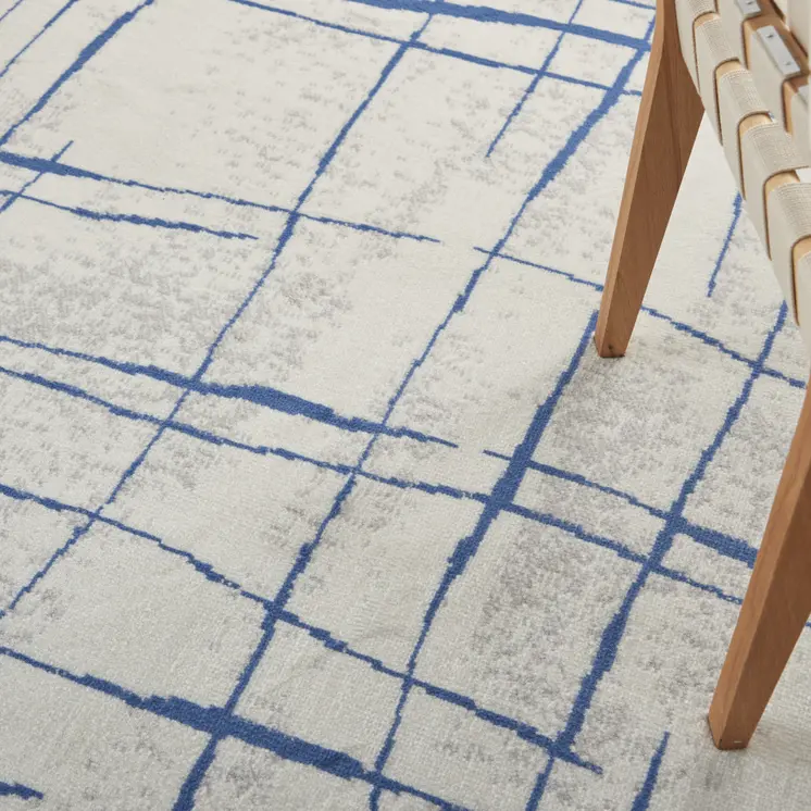 2' X 3' Gray and Blue Floral Area Rug