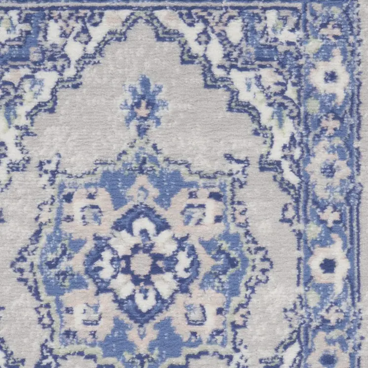 2' X 3' Gray and Blue Floral Area Rug
