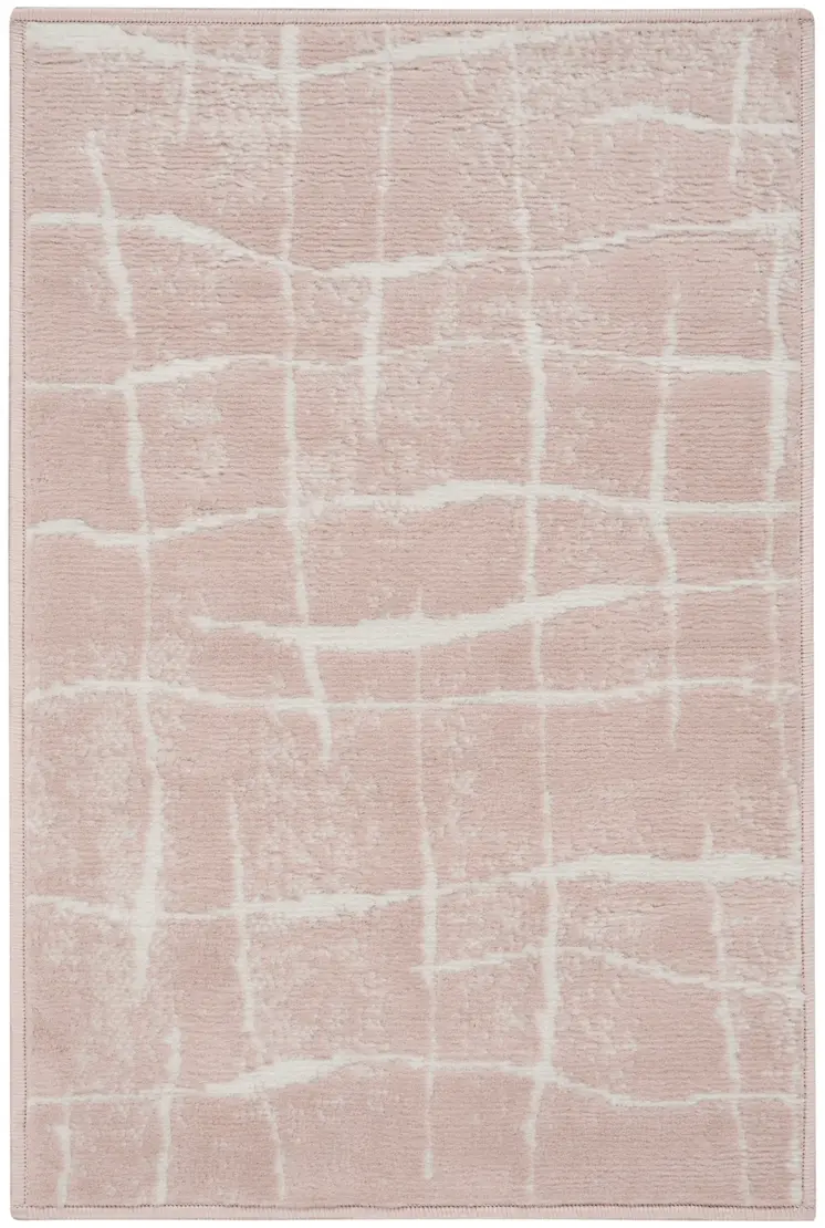 2' X 3' Pink and Ivory Abstract Area Rug