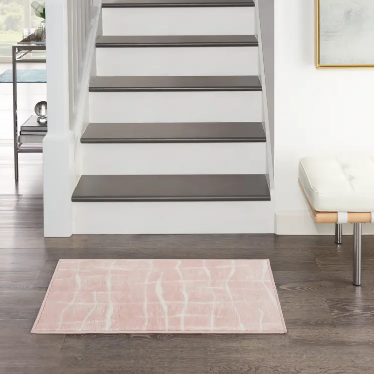 2' X 3' Pink and Ivory Abstract Area Rug