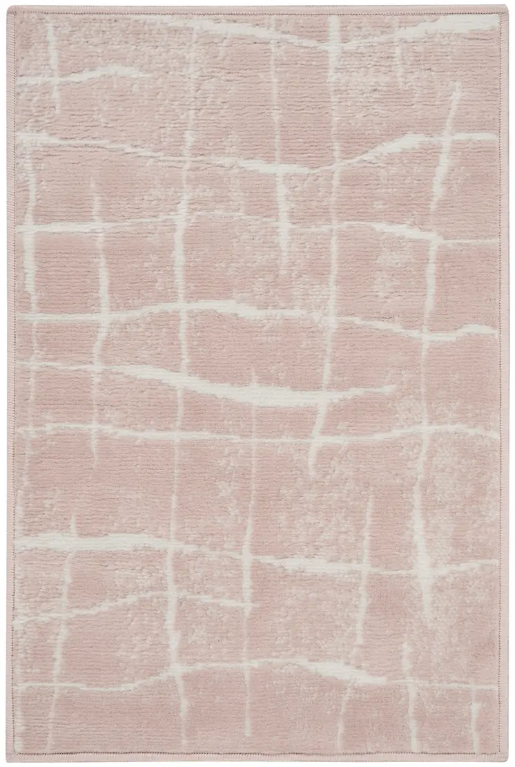 2' X 3' Pink and Ivory Abstract Area Rug