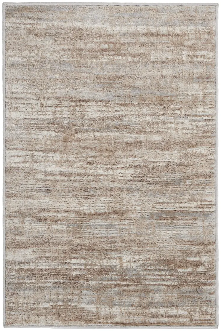 2' X 3' Ivory and Gray Abstract Non Skid Area Rug