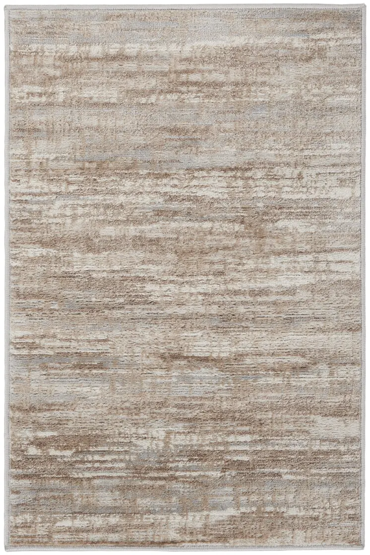 2' X 3' Ivory and Gray Abstract Non Skid Area Rug