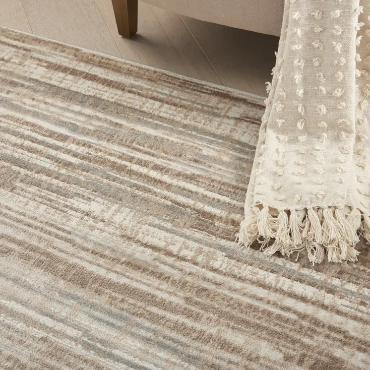4' X 6' Ivory and Gray Abstract Non Skid Area Rug