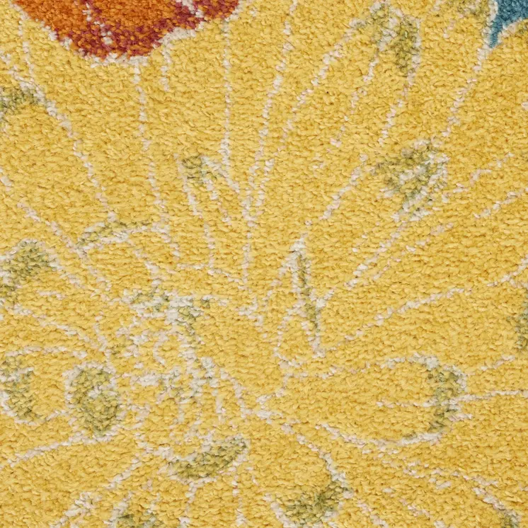 5' X 7' Blue Floral Power Loom Area Rug