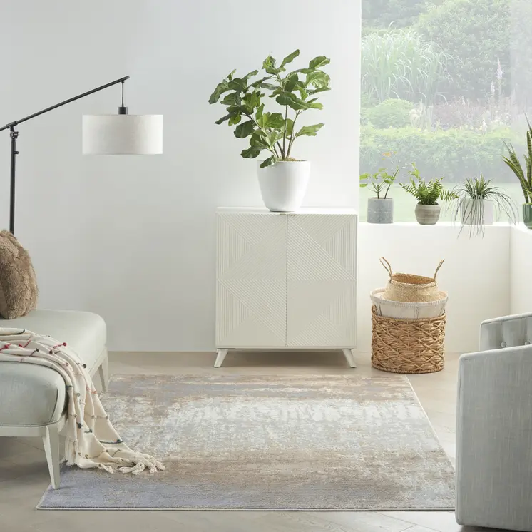 4' X 6' Gray and Ivory Abstract Non Skid Area Rug