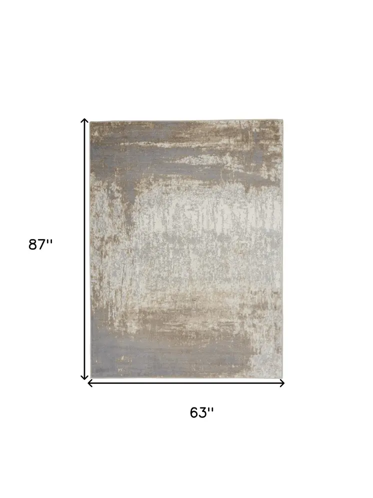 5' X 7' Gray and Ivory Abstract Non Skid Area Rug