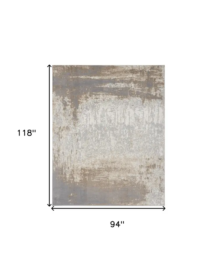 8' X 10' Gray and Ivory Abstract Non Skid Area Rug