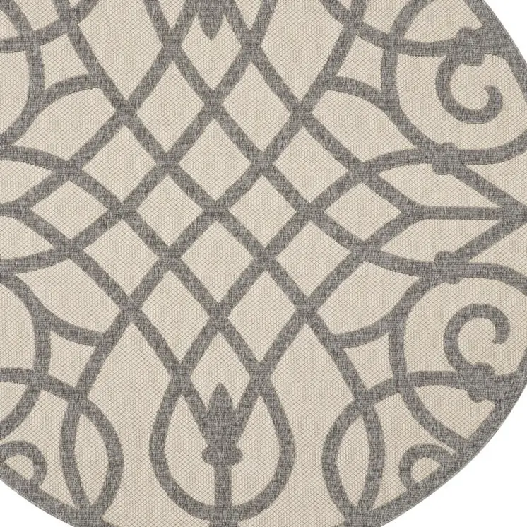 2' X 3' Black and Gray Floral Non Skid Area Rug