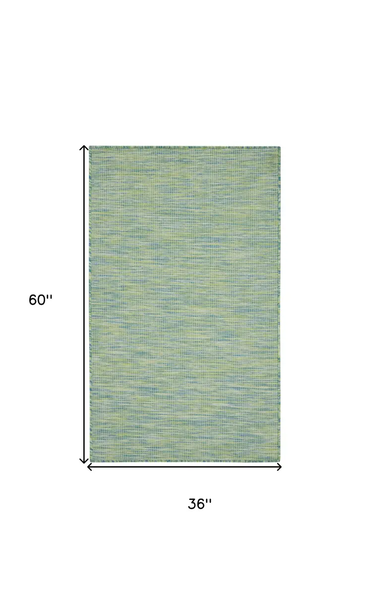 3' X 5' Blue And Green Indoor Outdoor Area Rug