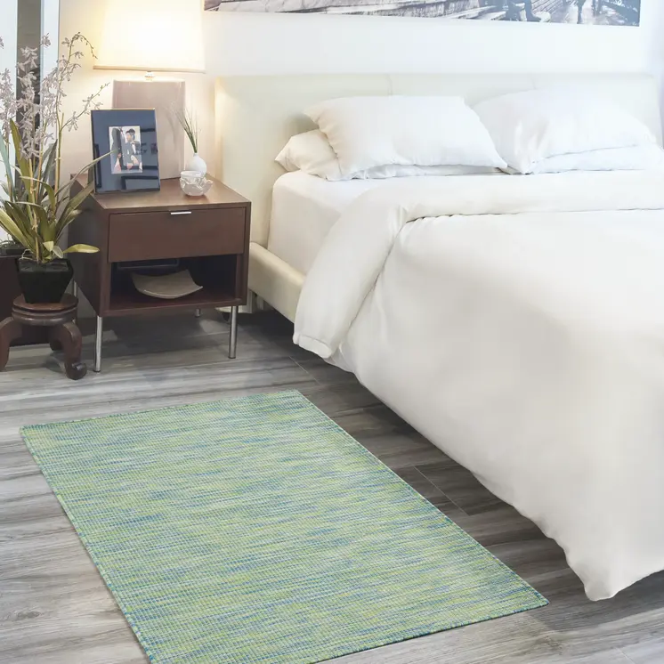 3' X 5' Blue And Green Indoor Outdoor Area Rug