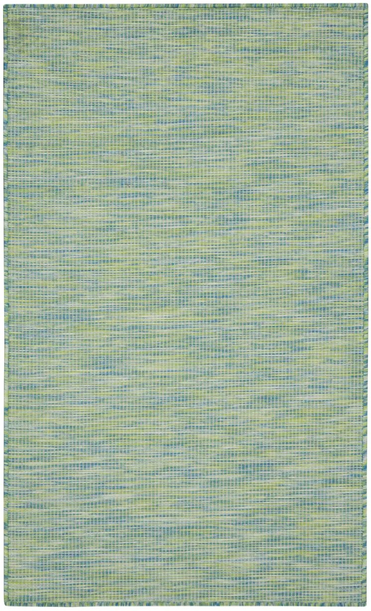 3' X 5' Blue And Green Indoor Outdoor Area Rug