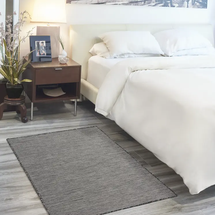 3' X 5' Charcoal And Ivory Indoor Outdoor Area Rug