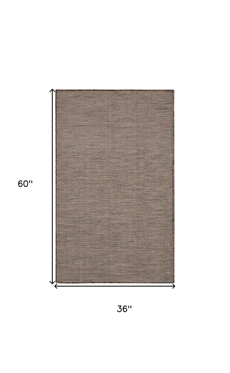 3' X 5' Natural Ivory And Brown Indoor Outdoor Area Rug
