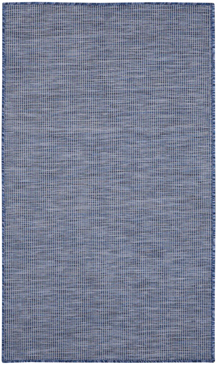3' X 5' Navy Blue And Ivory Indoor Outdoor Area Rug