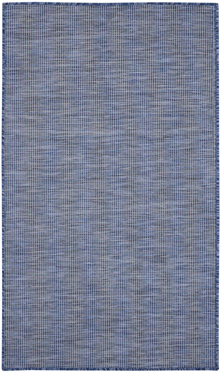3' X 5' Navy Blue And Ivory Indoor Outdoor Area Rug