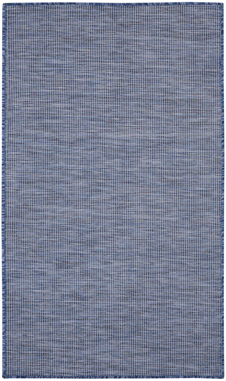 3' X 5' Navy Blue And Ivory Indoor Outdoor Area Rug