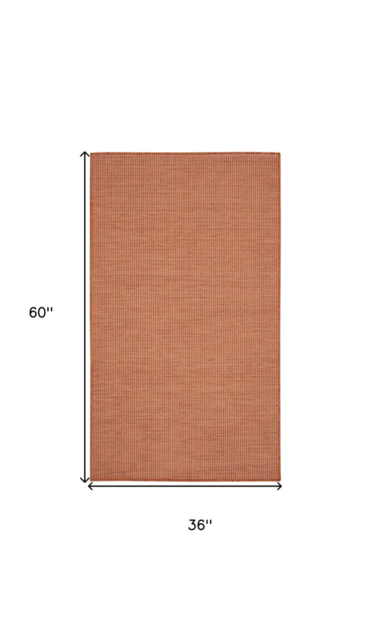3' X 5' Rust And Ivory Indoor Outdoor Area Rug