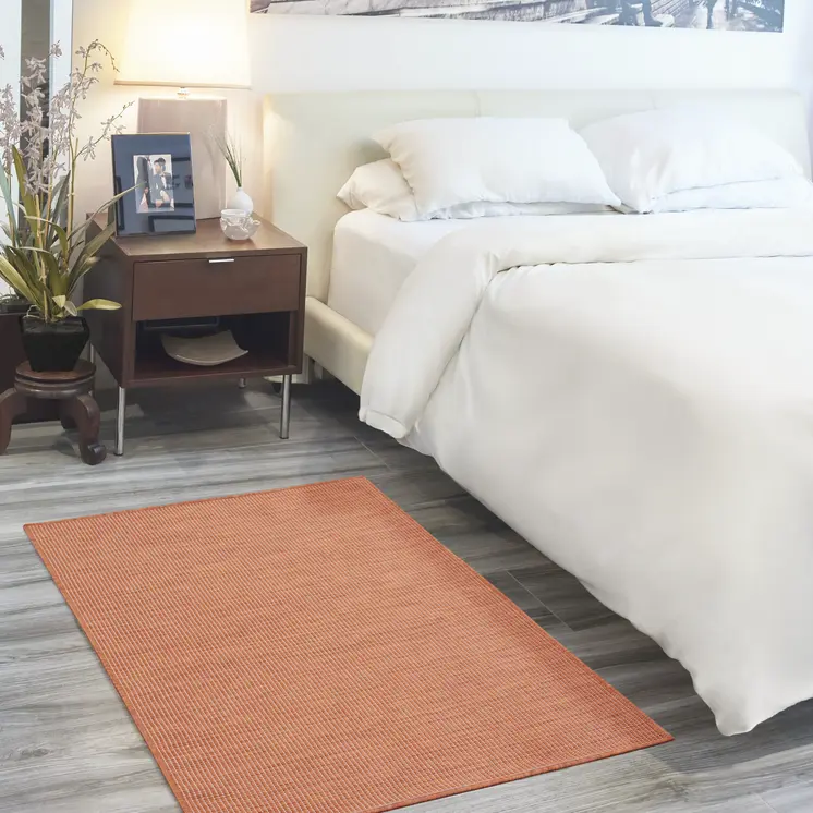 3' X 5' Rust And Ivory Indoor Outdoor Area Rug