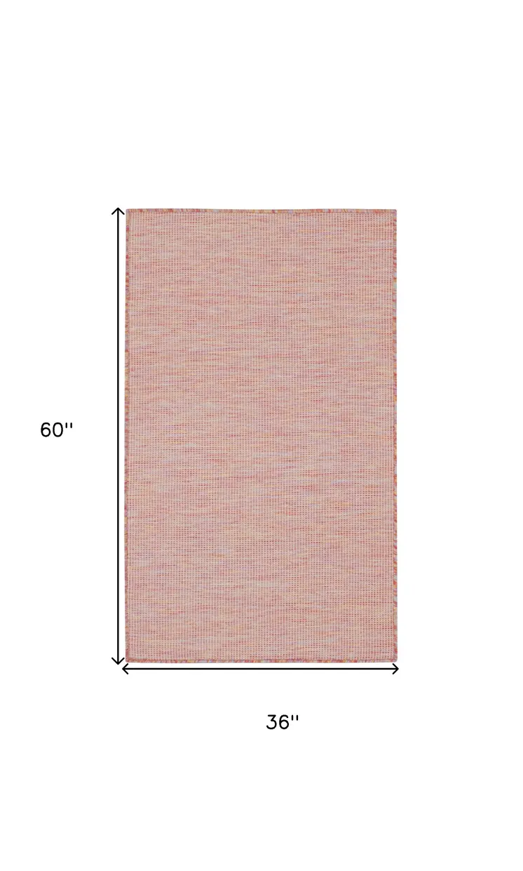 3' X 5' Rainbow Red And Ivory Indoor Outdoor Area Rug