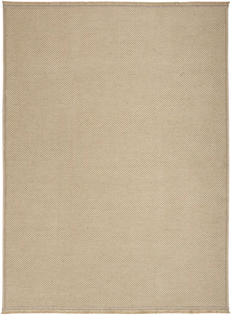 5' X 7' Natural Flatweave Non Skid Area Rug With Fringe