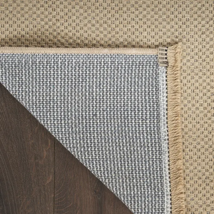 5' X 7' Natural Flatweave Non Skid Area Rug With Fringe