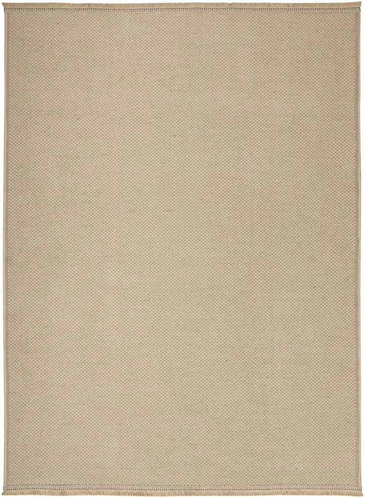 4' X 6' Natural Flatweave Non Skid Area Rug With Fringe