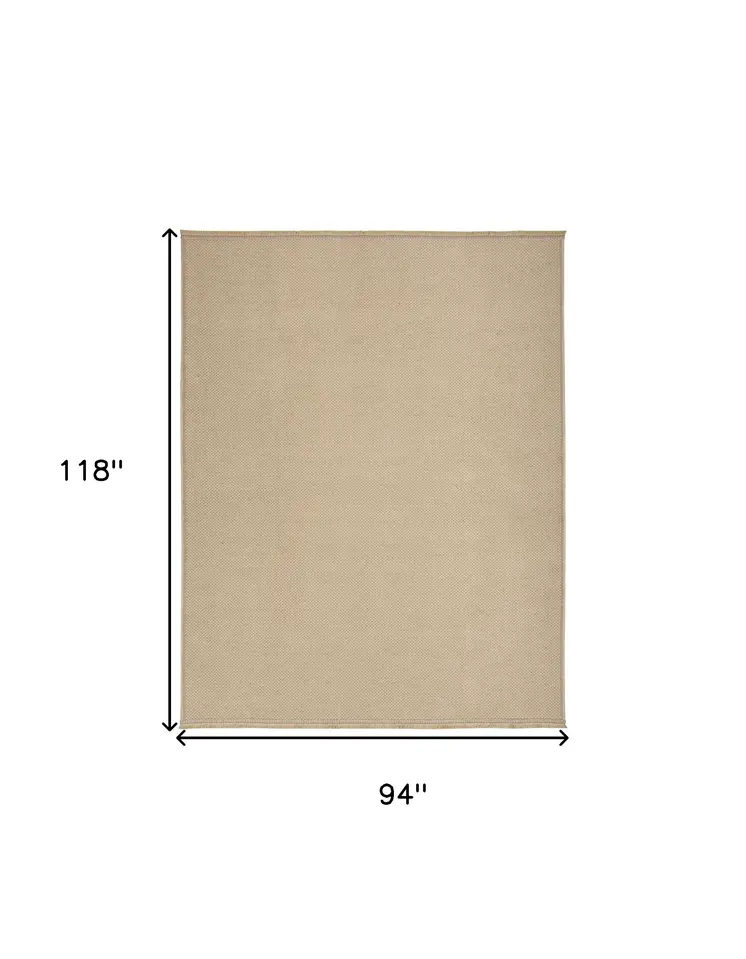 8' X 10' Natural Flatweave Non Skid Area Rug With Fringe