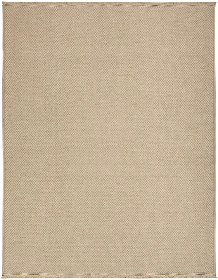 8' X 10' Natural Flatweave Non Skid Area Rug With Fringe